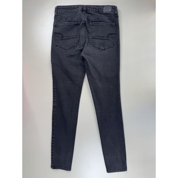 American Eagle Womens High Rise Jegging Jeans 6 Black Denim Stretch Grunge Goth - Picture 9 of 9